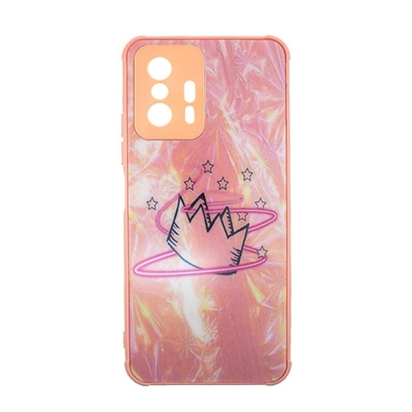 Θήκη Πλάτης Πλαστική με Σχέδια για Xiaomi Mi 11T - Χρώμα: Απαλό Ρόζ με Στέμμα