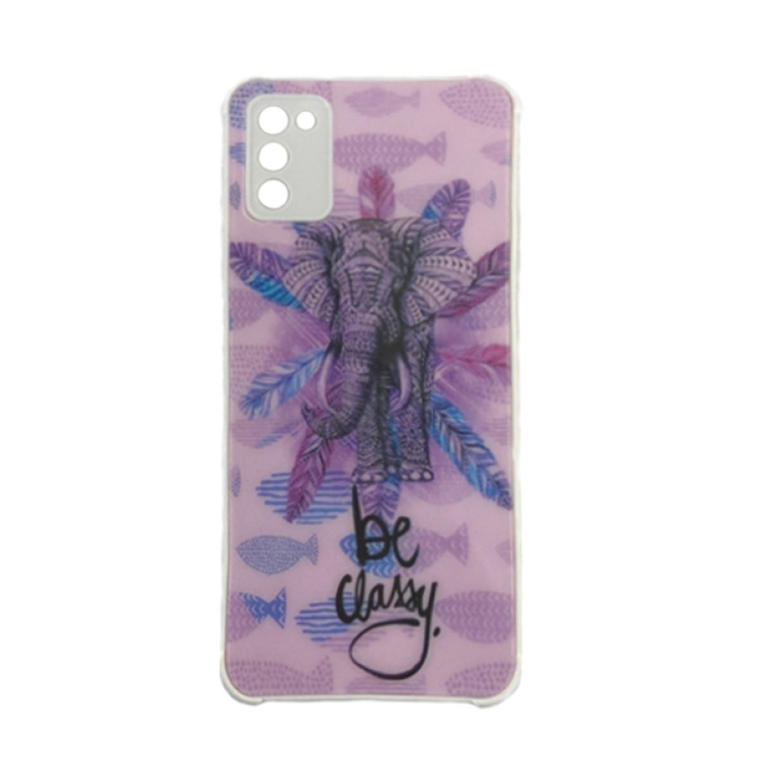 Θήκη Πλάτης Πλαστική με Σχέδια για Samsung Galaxy A03S - Χρώμα: Μωβ με Ελεφαντάκι