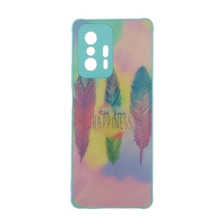 Θήκη Πλάτης Πλαστική με Σχέδια για Xiaomi Mi 11T - Χρώμα: Γαλάζιο με Φτέρα