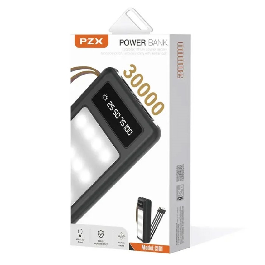 PZX Power Bank C161 - 30000mah -Χρώμα: Μαύρο