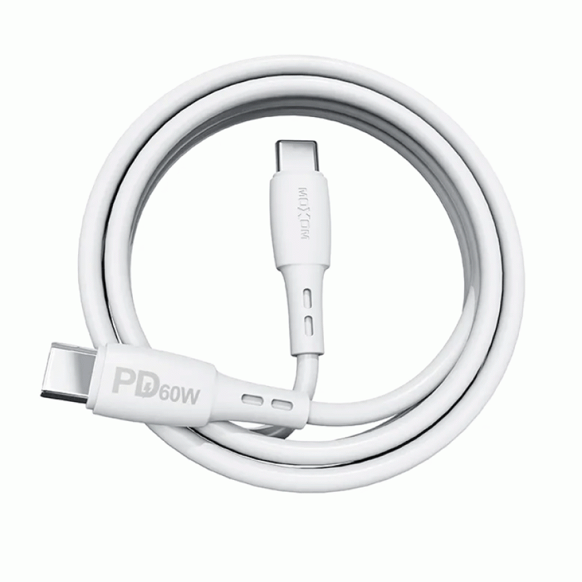 Moxom MX-CB134 PD 60W USB Καλώδιο φόρτισης δεδομένων από Type-C σε Type-C 1m - Χρώμα: Λευκό