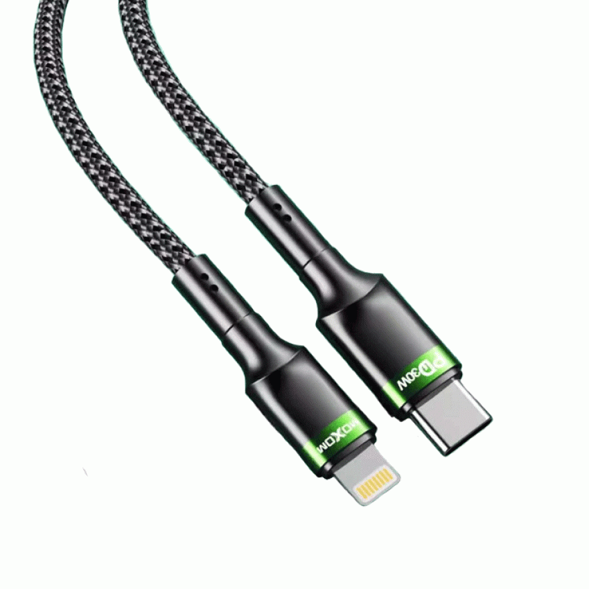 Moxom MX-CB117 PD Καλώδιο φόρτισης δεδομένων 30W από Type-C σε Lightning 1000mm - Χρώμα: Μαύρο