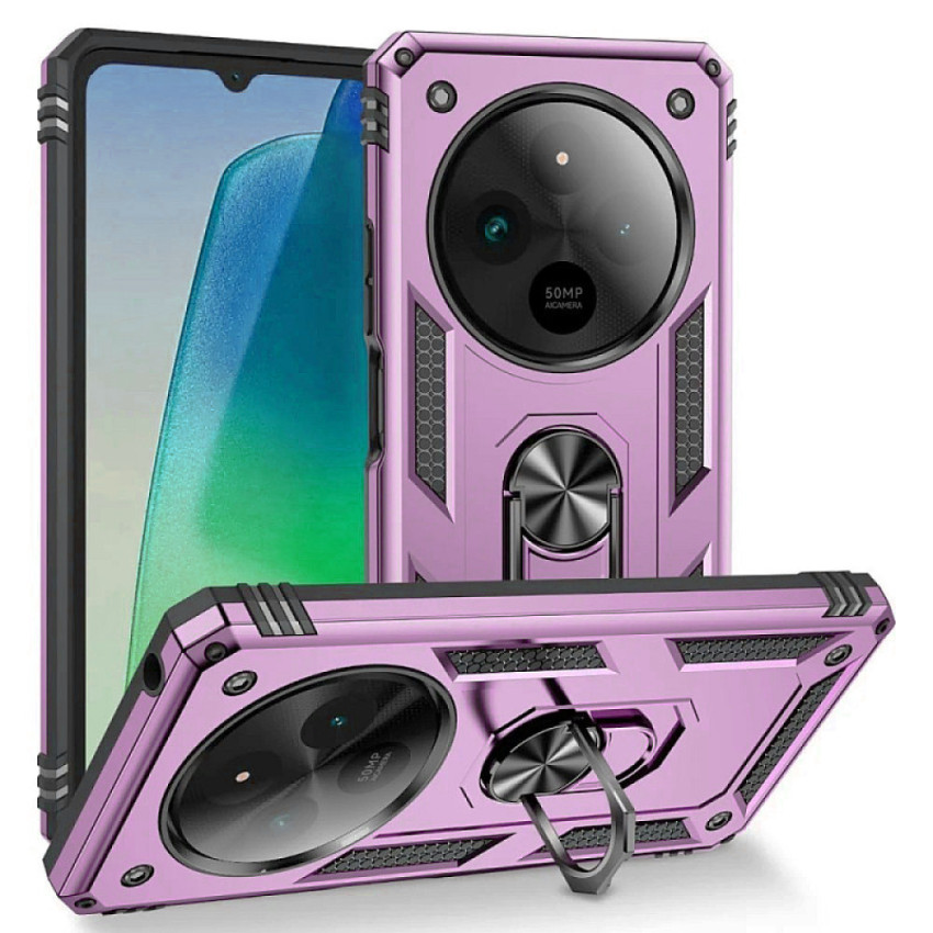 Σκληρή Θήκη Πλάτης Armor με Βάση Στήριξης για Xiaomi Redmi 14C - Χρώμα: Λιλά