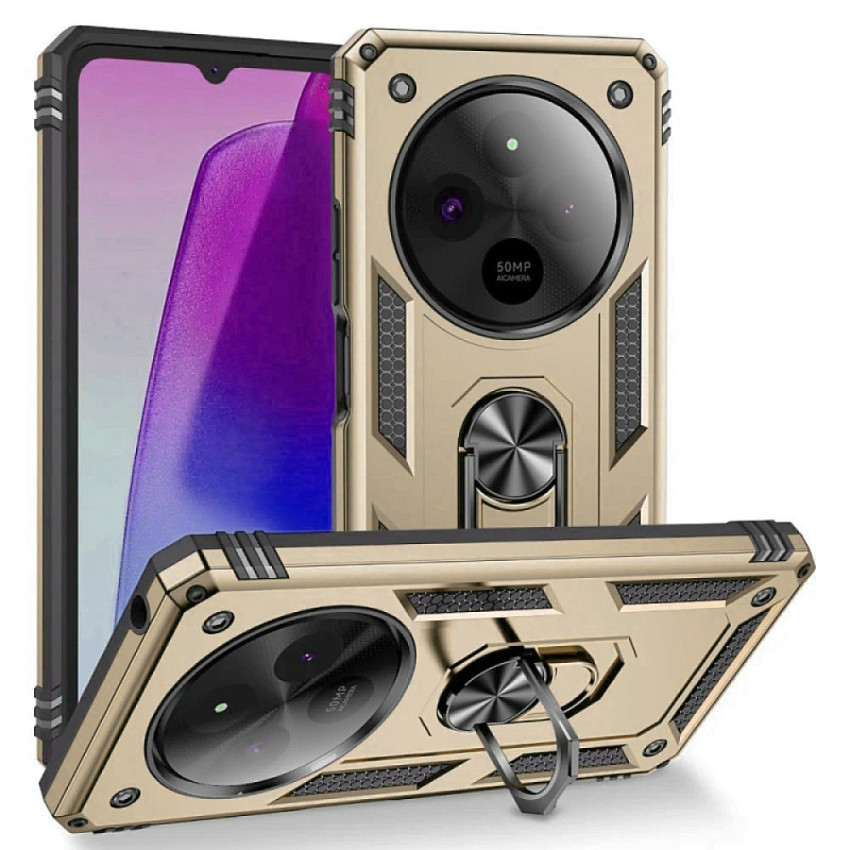 Σκληρή Θήκη Πλάτης Armor με Βάση Στήριξης για Xiaomi Redmi 14C - Χρώμα: Χρυσό