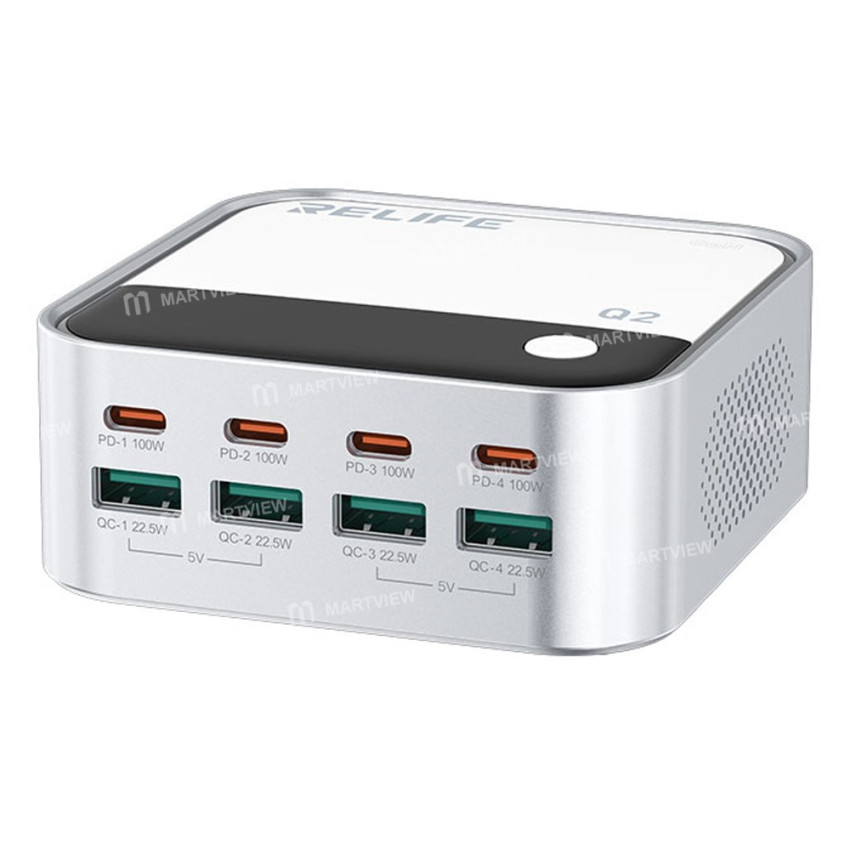 RELIFE Q2 Φορτιστής GaN 120W 8 Θυρών - Χρώμα: Ασημί