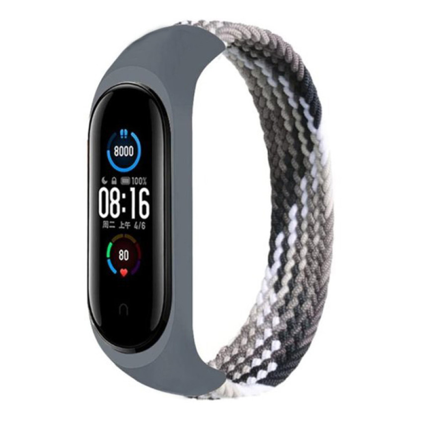 Υφασμάτινο Λουράκι για Xiaomi Mi Band 3/4/5/6/7 - Χρώμα: Πολύχρωμο Μαύρο / Γκρι