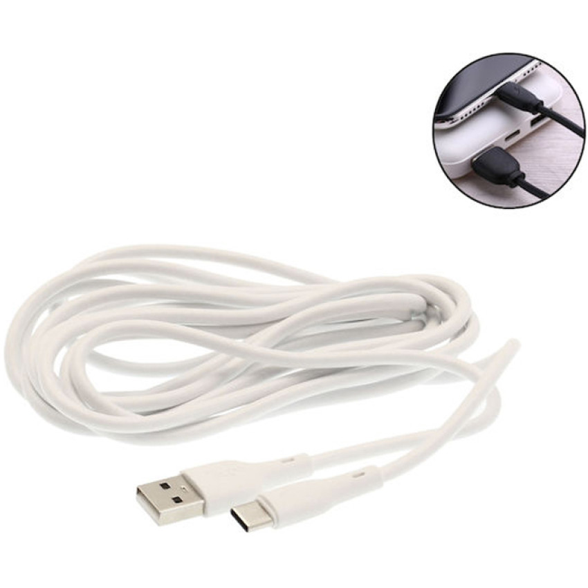 KLGO S-187 Καλώδιο Φόρτισης & Μεταφοράς Δεδομένων USB-A σε Type-C 2.4A 3m - Χρώμα: Λευκό
