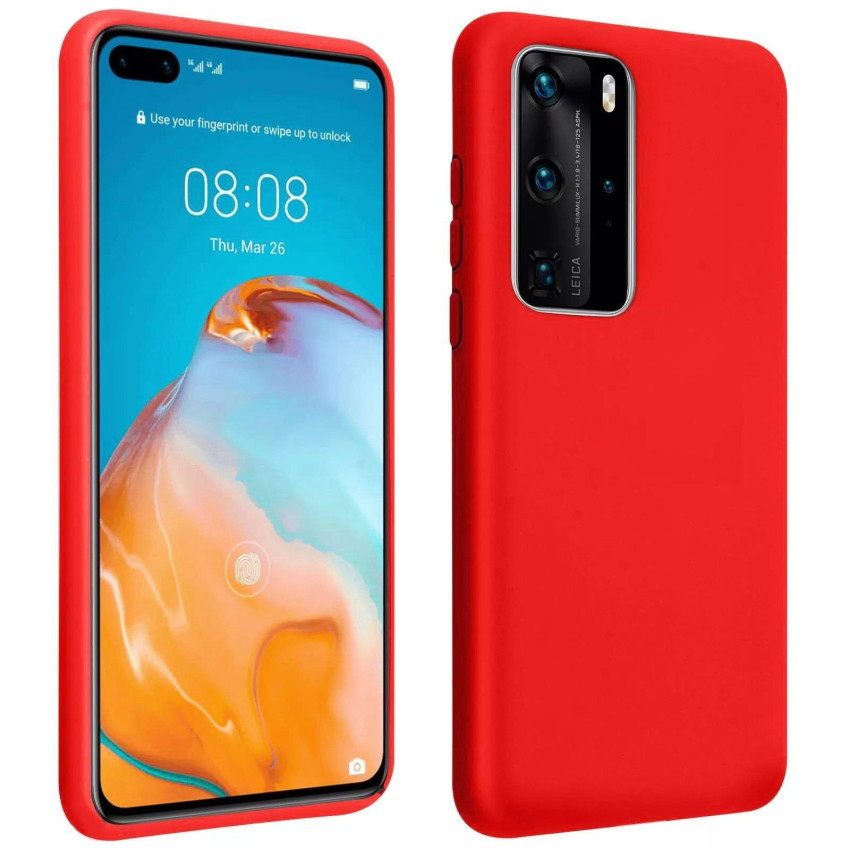 Θήκη Πλάτης Σιλικόνης Απλή για Huawei P40 - Χρώμα: Κόκκινο