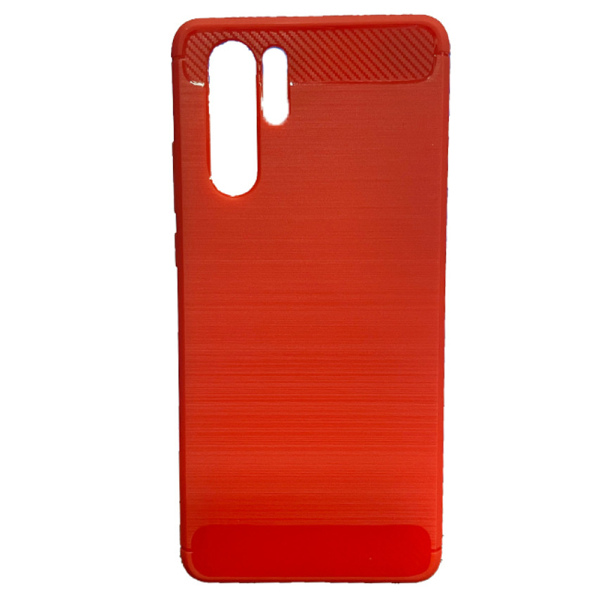 Θήκη Πλάτης Σιλικόνης Carbon για Huawei P30 Pro - Χρώμα: Κόκκινο