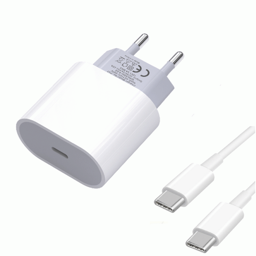 PZX P43 Super Fast Charging Φορτιστής SmartPhone με Καλώδιο Type-C σε Type-C & 1 Θύρα Type-C 20W - Χρώμα: Λευκό