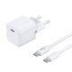 PZX P45 PD Fast Charging Φορτιστής SmartPhone με 1 Θύρα Type-C & Καλώδιο Type-C σε Type-C 20W - Χρώμα: Λευκό