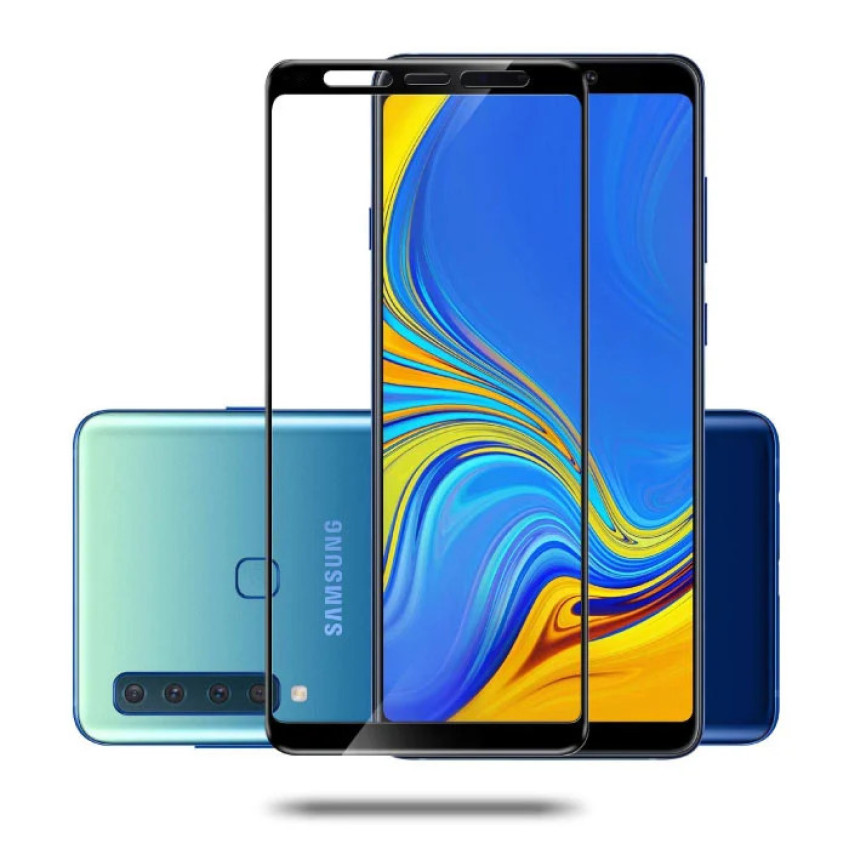 Full Cover Full Glue Tζαμάκι Προστασίας Οθόνης για Samsung Galaxy A750 A7 2018 - Χρώμα: Μαύρο