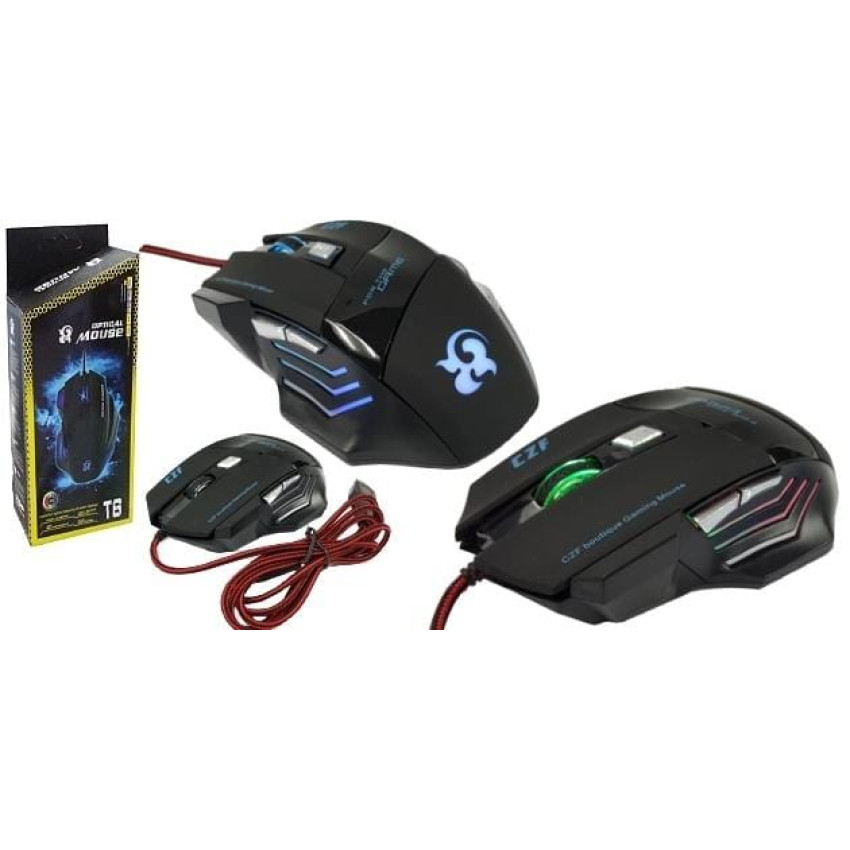 Optical Mouse T6 Ποντίκι με RGB Φωτισμό 7 LED - Χρώμα: Μαύρο