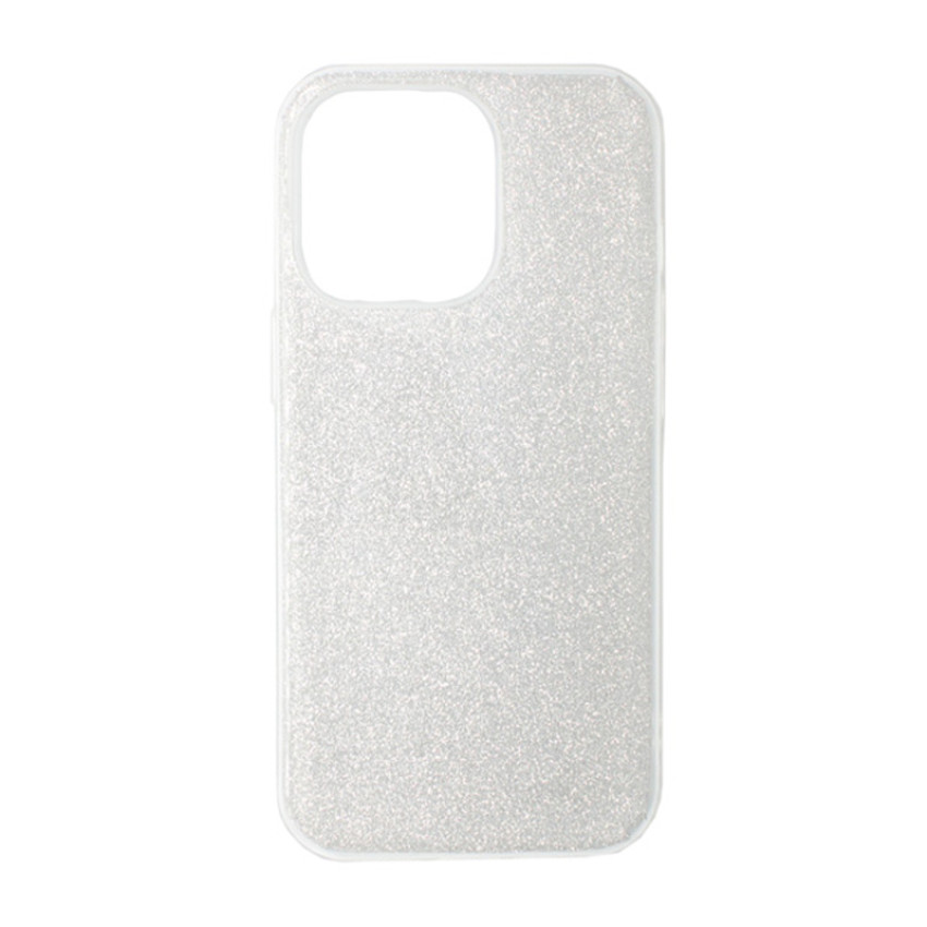 Θήκη Πλάτης Σιλικόνης Απλή με Glitter για Apple iPhone 16 Pro - Χρώμα: Ασημί