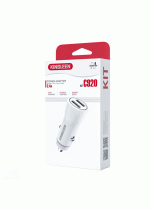 KINGLEEN C920 Car Charger With 2 USB Ports 2.4A - Color: White