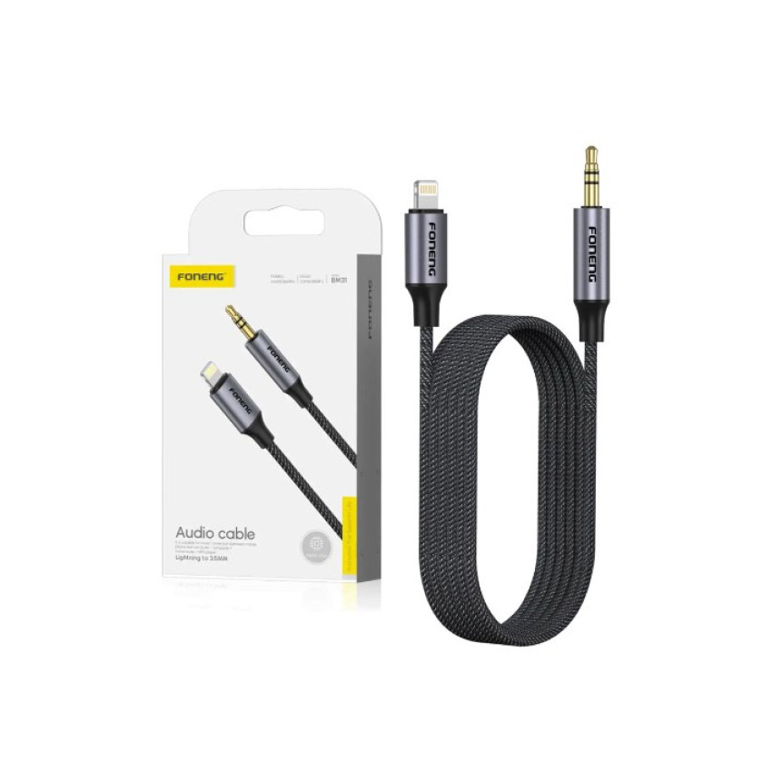 FONENG BM31 Καλώδιο AUX Lightning σε 3.5mm 1m - Χρώμα: Μαύρο