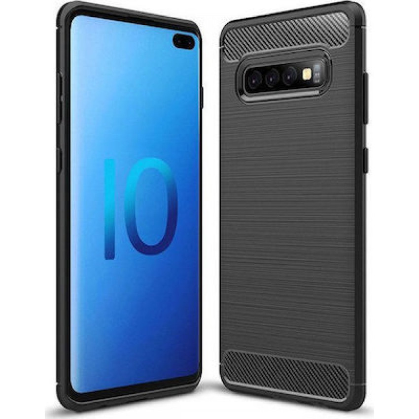 Θήκη Πλάτης Σιλικόνης Carbon για Samsung Galaxy S10 Plus - Χρώμα: Μαύρο