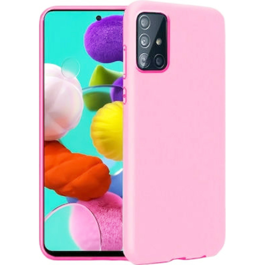 Θήκη Πλάτης Σιλικόνης Απλή για Samsung Galaxy M51 - Χρώμα: Ρόζ
