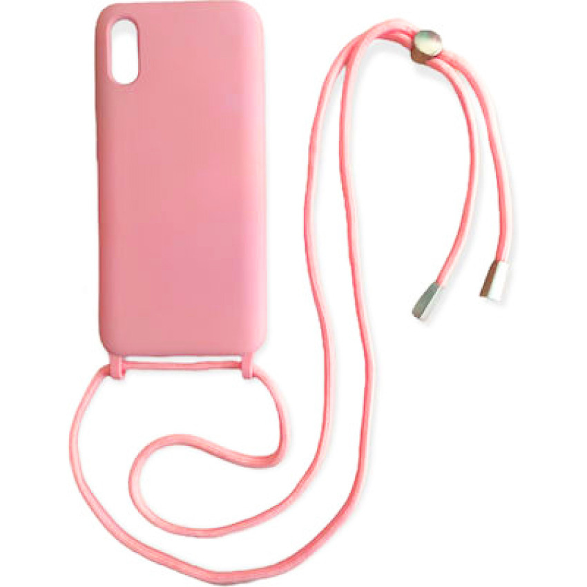 Θήκη Σιλικόνης με Λουράκι για iPhone X / XS - Χρώμα: Ροζ